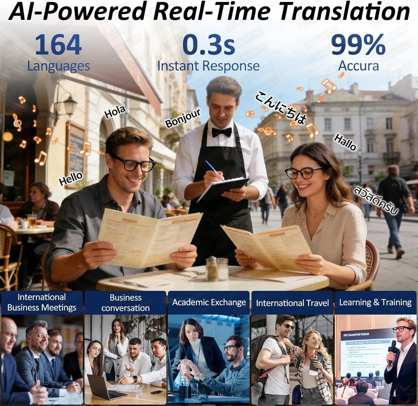 AI Smart Glasses with 4K Camera & Language Translation