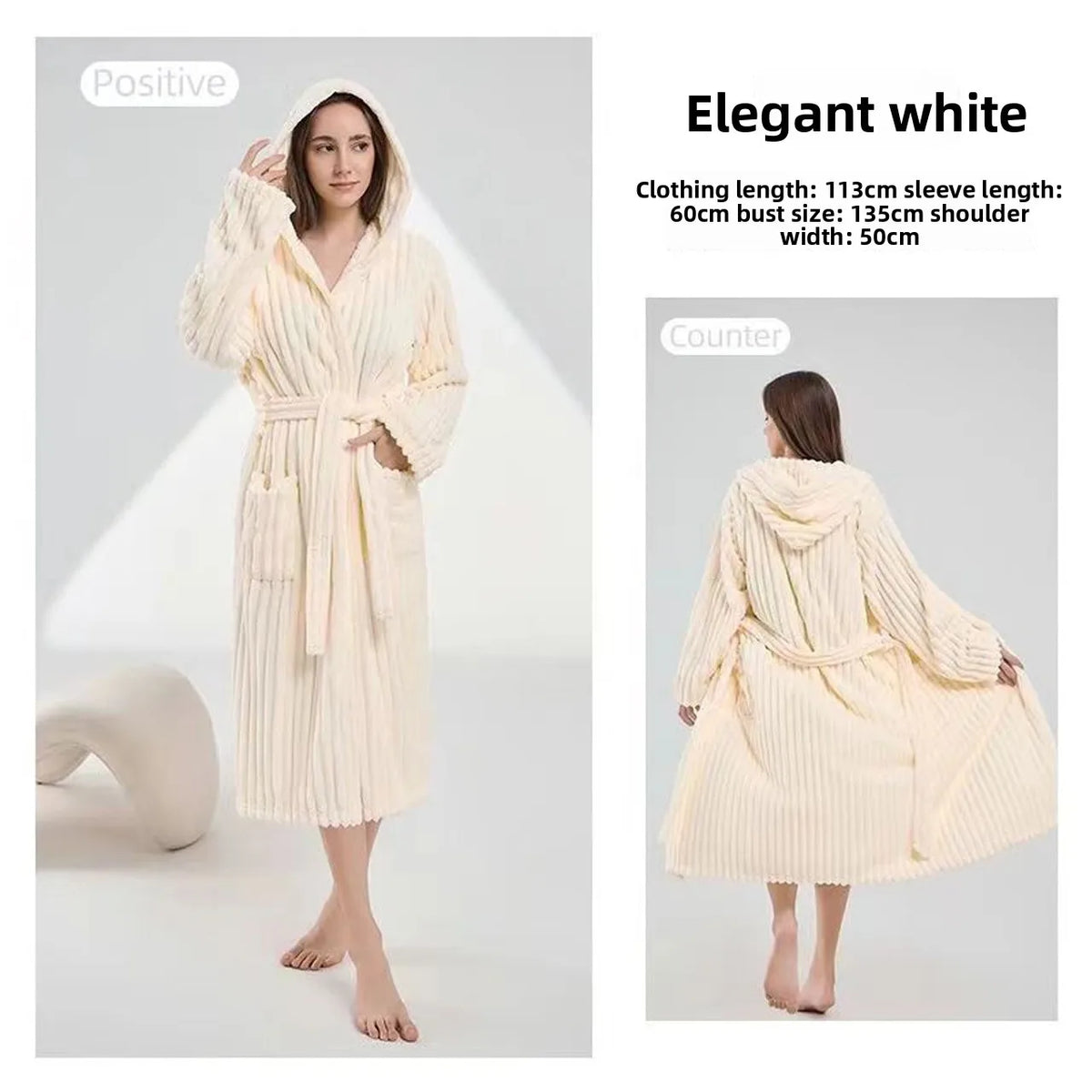 Women's Hooded Coral Fleece Bathrobe - Plus Size Winter Robe - photo 10