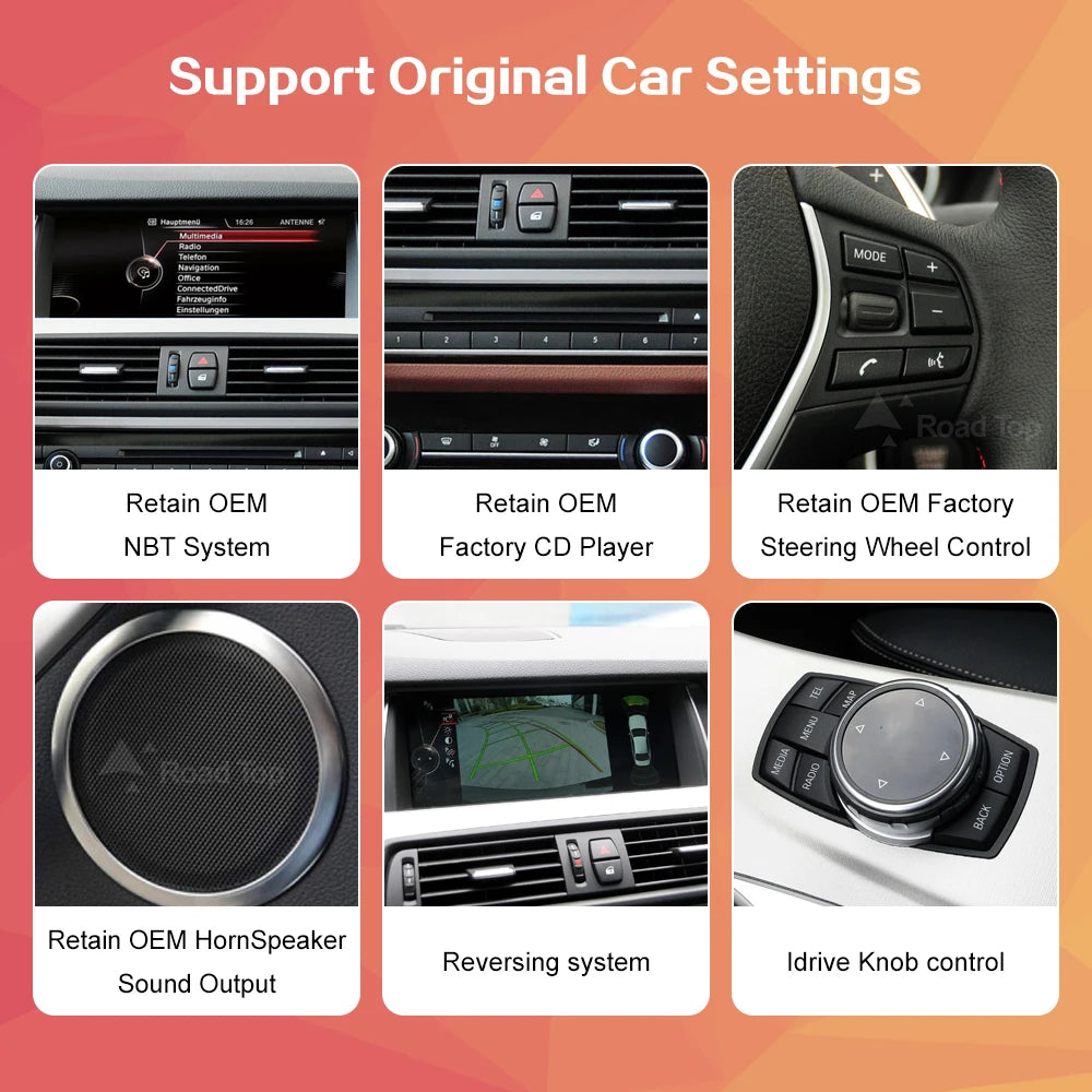 Wireless CarPlay & Android Auto Display Screen, Compatible with BMW 5 Series F10 F11 (CIC/NBT)