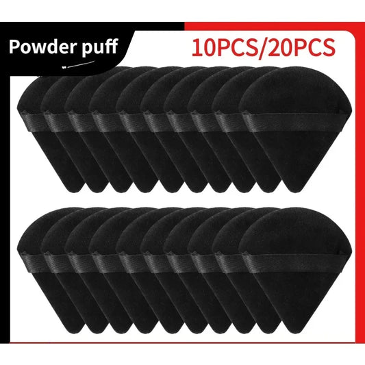 Triangle Velvet Powder Puff Makeup Sponges – 10/20 Pcs, Soft Washable