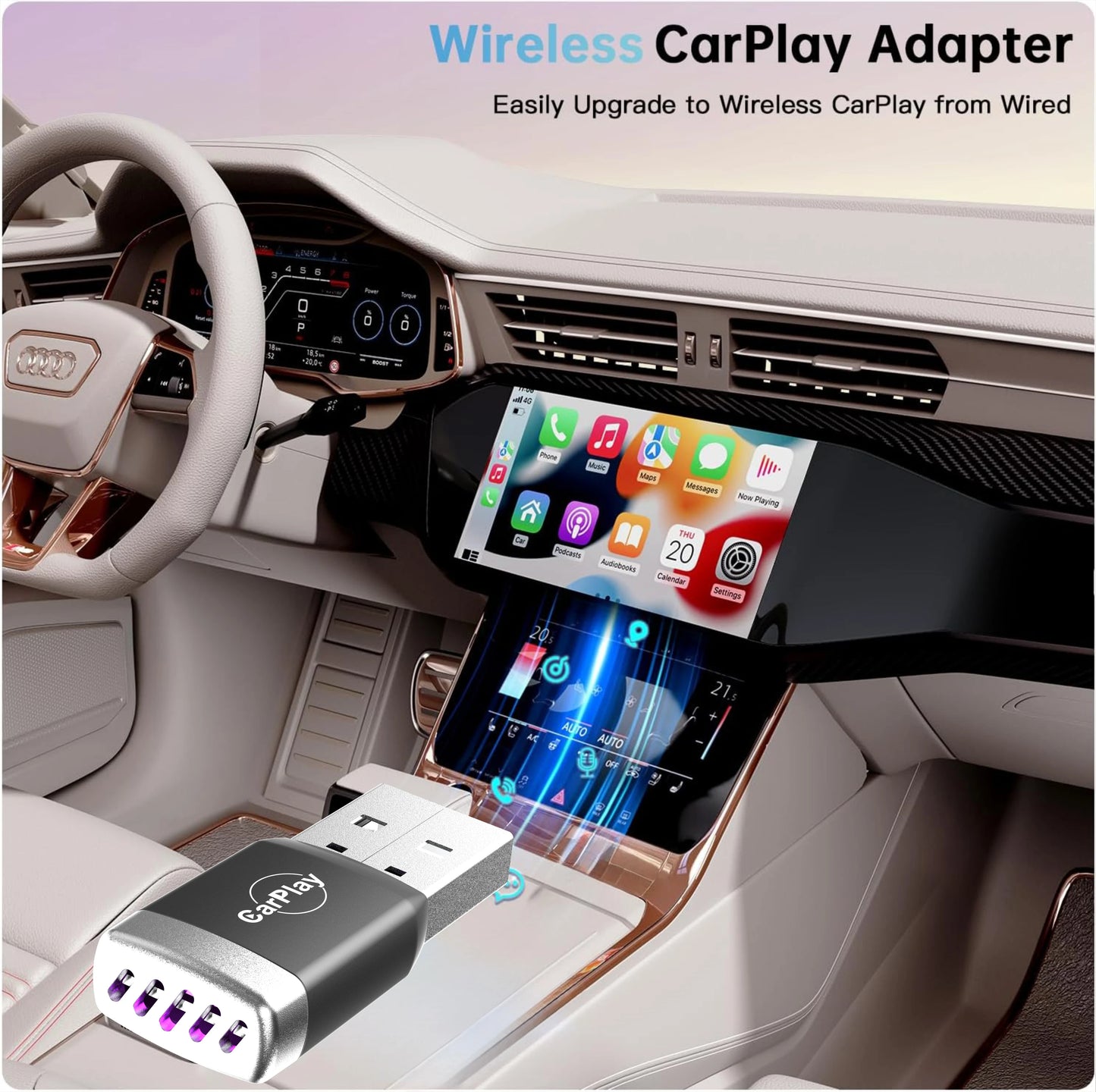 Wireless CarPlay & Android Auto Adapter, Compatible with VW Toyota Nissan Honda Ford & Mercedes-Benz