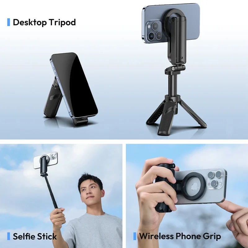 Ulanzi JJ03 Magnetic Phone Tripod Wireless Handle Selfie Stick Desktop Foot  Suitable iPhone 16/15/14/13 Pro Max