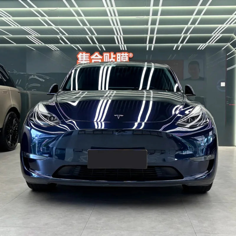 Premium Sparkle Gloss Metallic Ghost Midnight Blue Vinyl Wrap Roll DIY Self Adhesive Decal Film Automotive Car Wrapping Foil