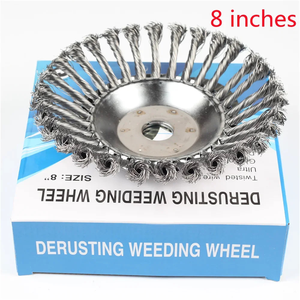 Upgraded 6/8 inch weed brush cutter head lawn mower universal lawn mower head wire wheel brush garden trimmer head