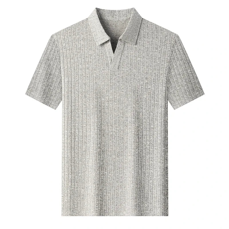 Men's Ribbed Stripe Polo - Soft Knit Short Sleeve, Business Casual