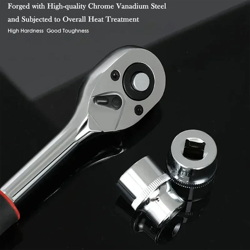 MEYOUTOWN 1/4" Ratchet Socket Wrench Set – Metric Drive Sockets 4-13mm with Extension Rod | Car, Motorcycle & Bicycle Repair Hand Tool