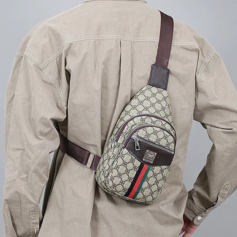Men's Multifunction Messenger Bag Shoulder Cloth Chest Bags Crossbody Casual Handbag with Earphone Hole