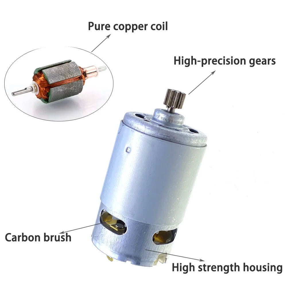 RS550 DC Motor10.8V 12V 14.4V 16.8V 18V 21V 25V Micro Electric Screwdriver Motors with 9 Teeth12Teeth High Torque Gear Box Motor