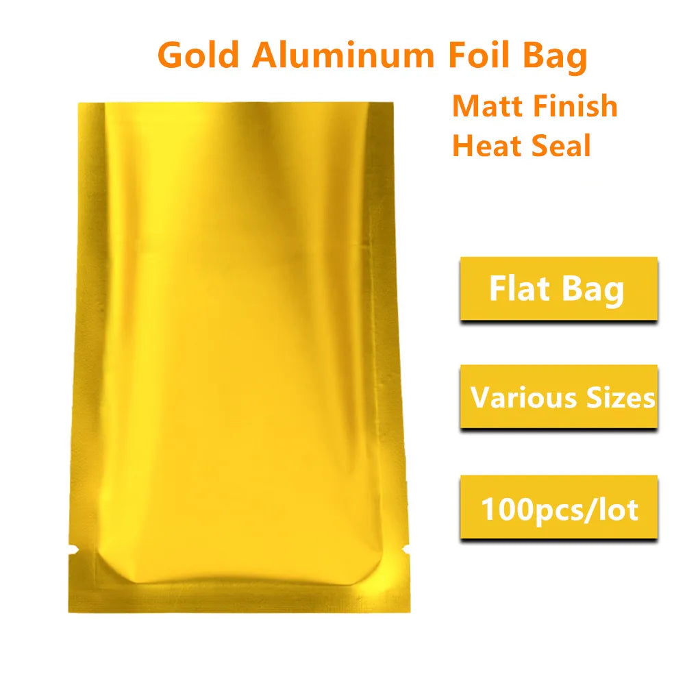 100pcs Aluminum Foil Zip Lock Bags – Food Grade Silvery Mylar Resealable Pouches for Snacks, Herbs & Gift Packaging