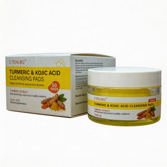 Turmeric & Kojic Acid Cleansing Pads, Exfoliating Face Pads for Dark Spots and Hyperpigmentation, Antioxidant Brightening Facial