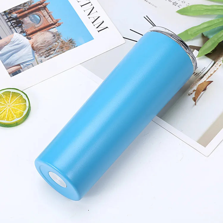 Custom Logo Picture 20oz Car Tubmler Thermos Vaccum mug insulated cup outdoor portable car straight Stainless Steel Water Bottle