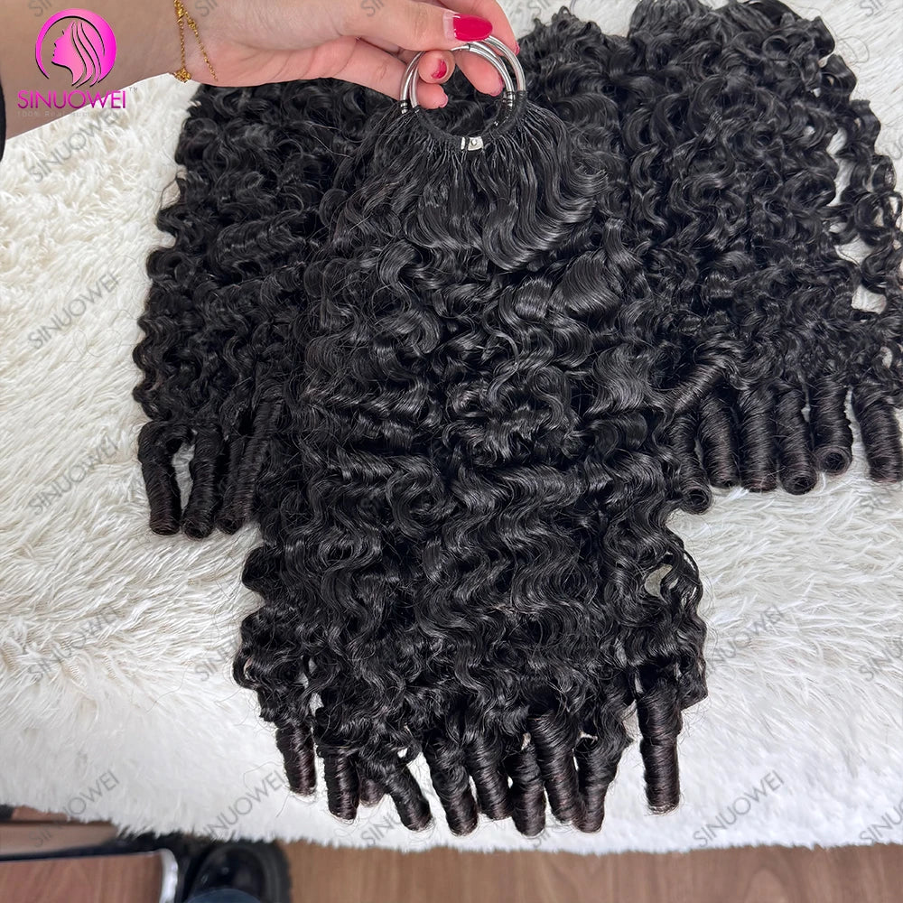 Burmese Curly Chocolate Brown Knots Crochet Human Hair 100% Human Hair Invisible Lightweight Feather Crochet Hair Extensions