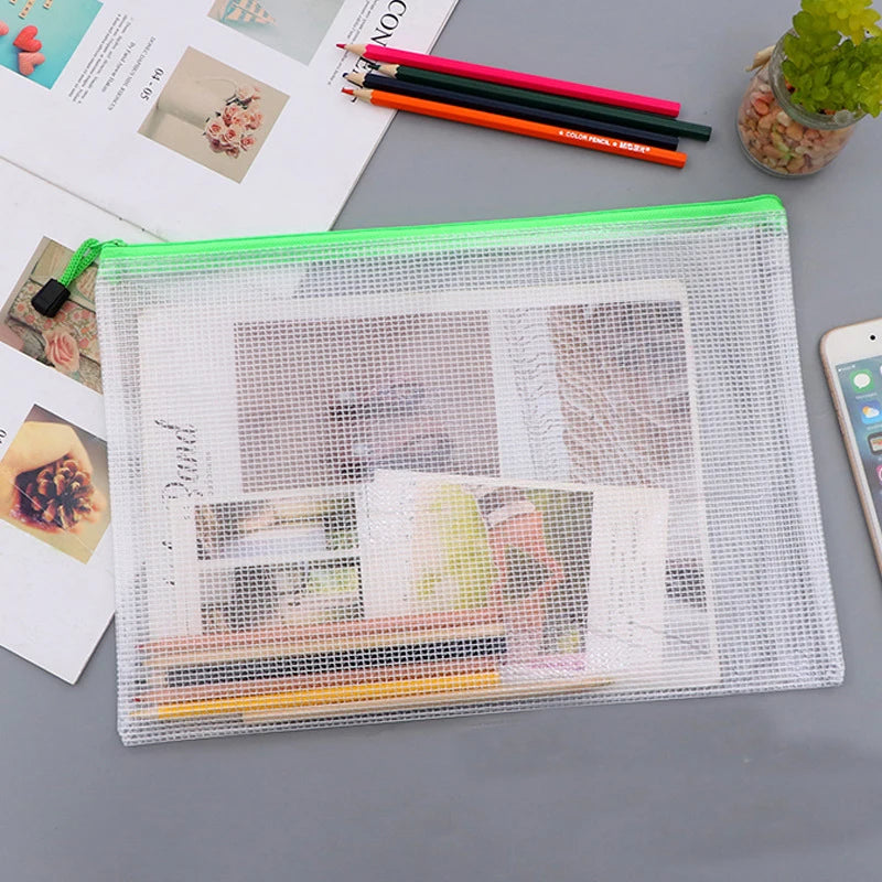 A3 A4 A5 Plastic Folder File Envelope Poly Stationery Storage Waterproof Zipper PVC Organizer Bag Document Paper Office