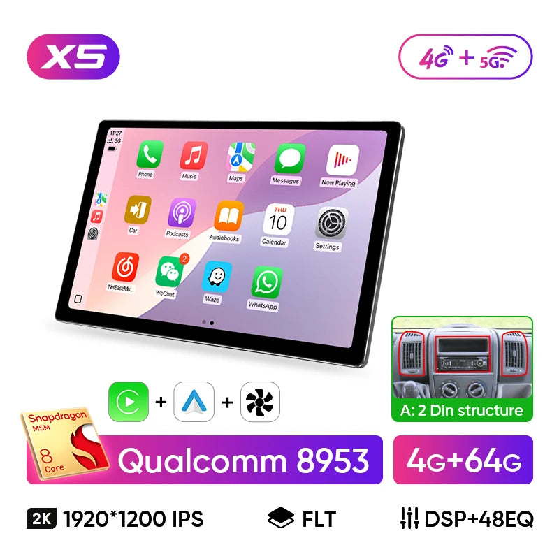 13.1" Car Stereo with Apple CarPlay & Android Auto, Compatible with Fiat Ducato, Citroen Jumper & Peugeot Boxer