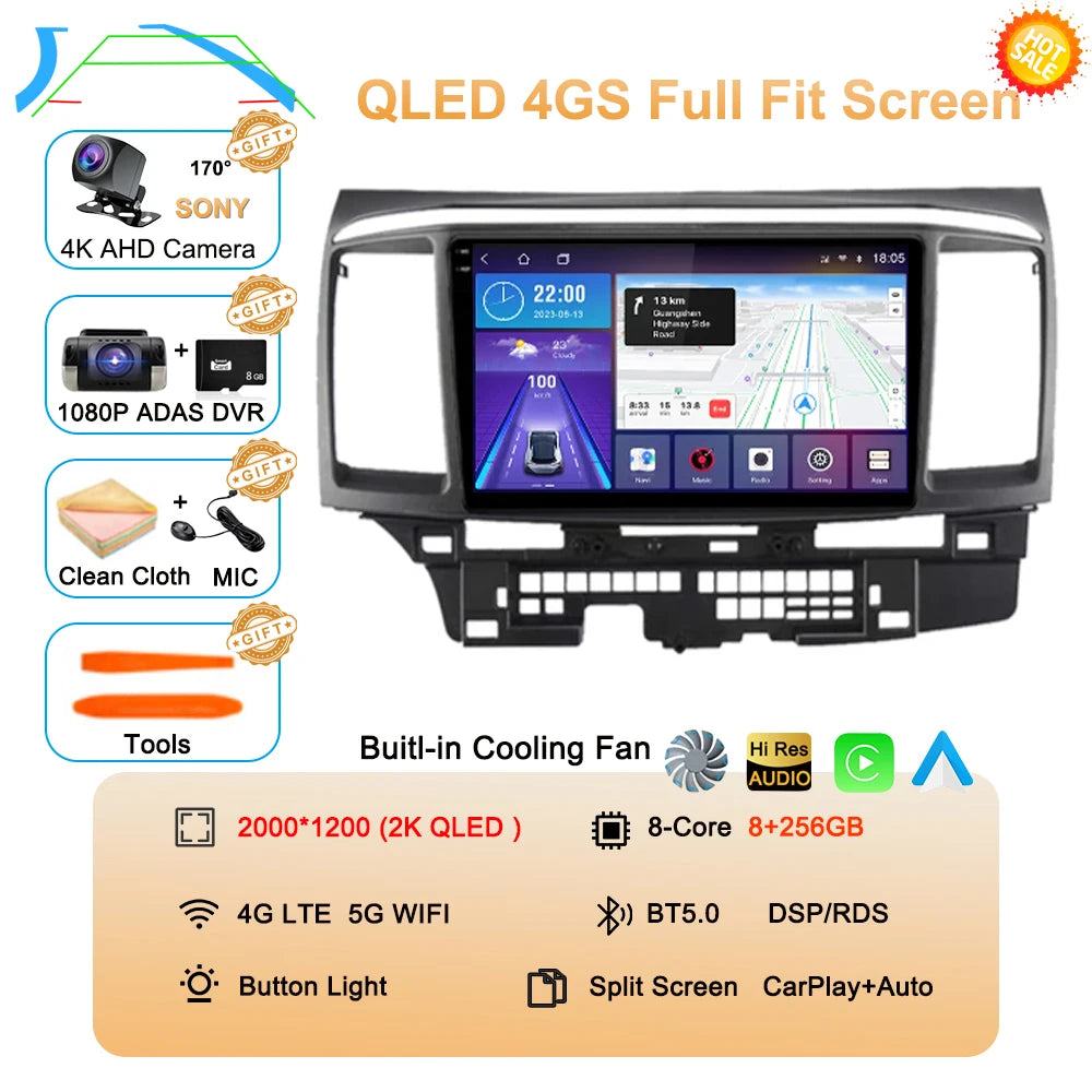 Android 16 Car Radio For Mitsubishi Lancer 10 CY 2007 - 2017 Multimedia Video Player 2 din WIFI+4G Navigation GPS Stereo Carplay