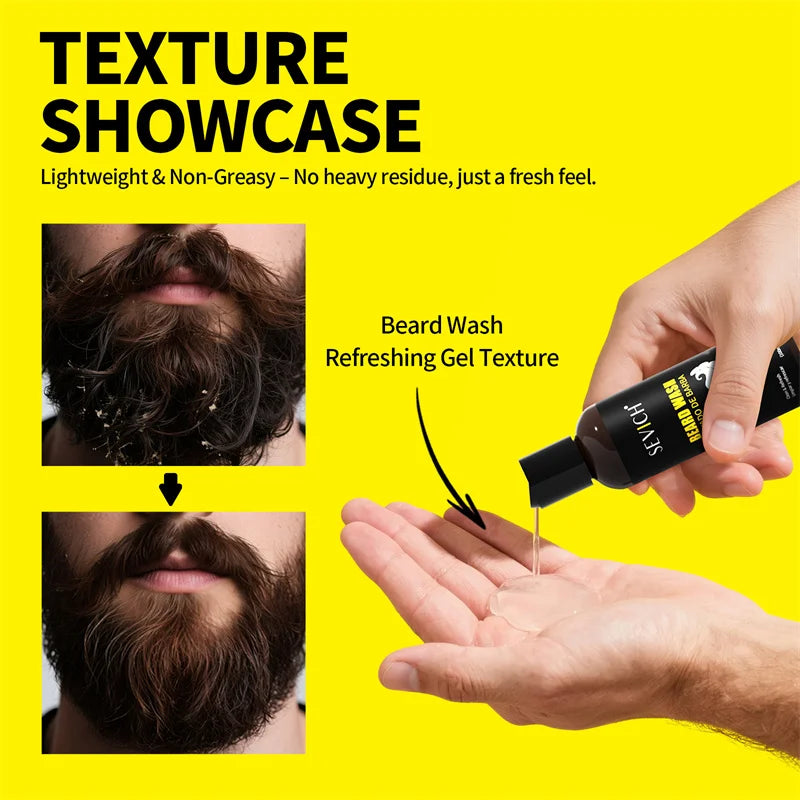 Beard Growth Shampoo Natural Beard Care Set for Men Beard Hair Enhancer Styling Moisturizing Beard Conditioner Beard Care Kit