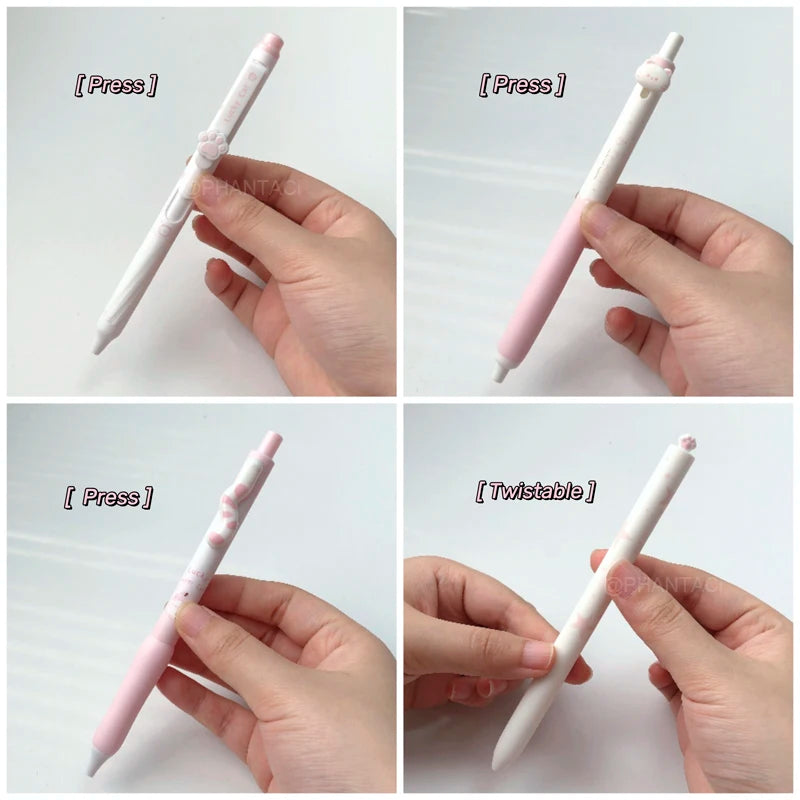 4PCS Lucky Cat Style Gel Pen For Students 0.5mm Black Pen Creative Cat's Tail Cat's Paw Writing Pen Office Supplies New