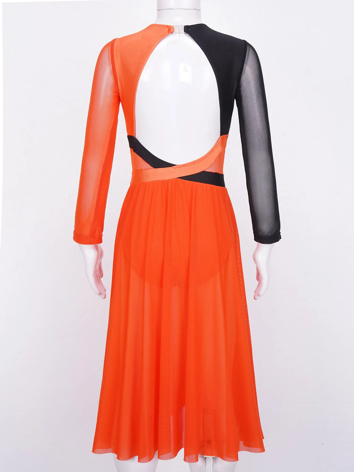 Girls long-sleeve backless lyrical dance dress