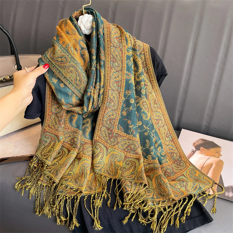 Women's Printed Pashmina Shawl, Soft Winter Scarf