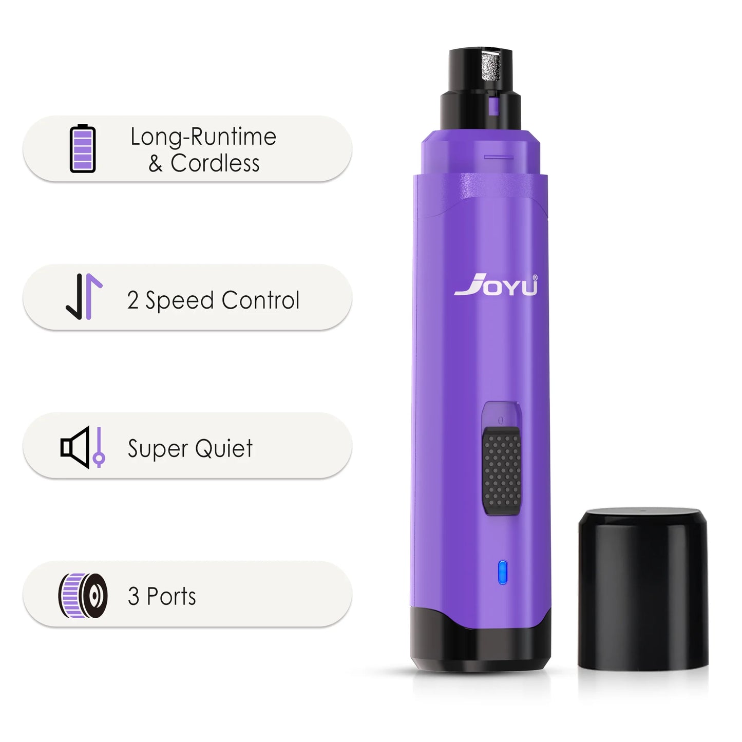 2-Speed Rechargeable Dog Nail Grinder — Quiet Electric Pet Nail Trimmer