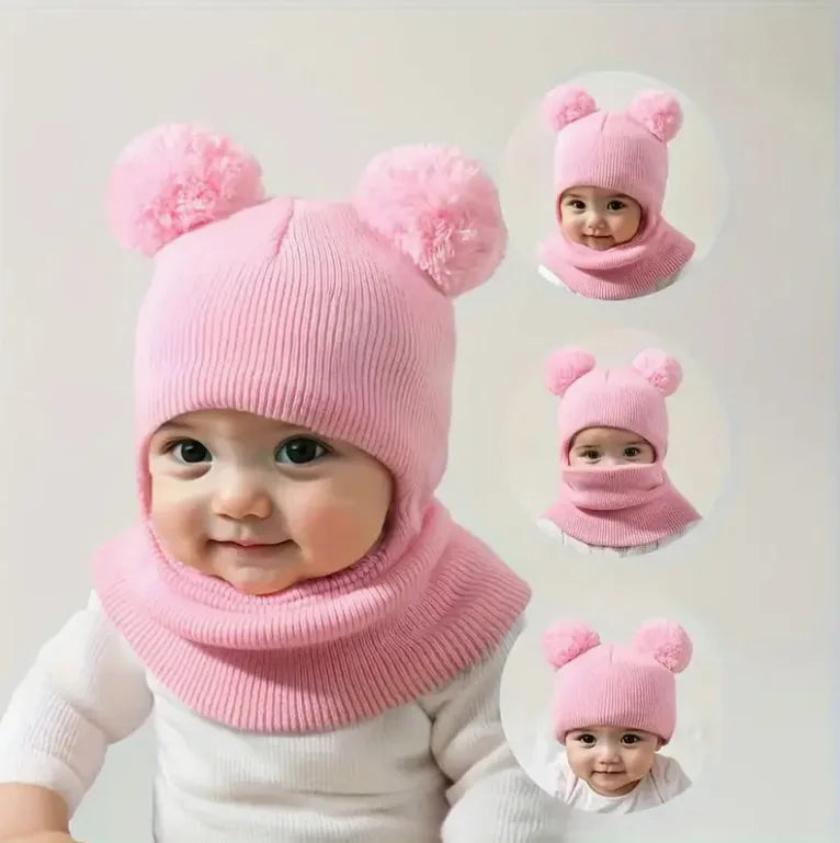 Baby Pom-Pom Knit Beanie - Soft Stretchy Winter Hat 0-3 Years - photo 3