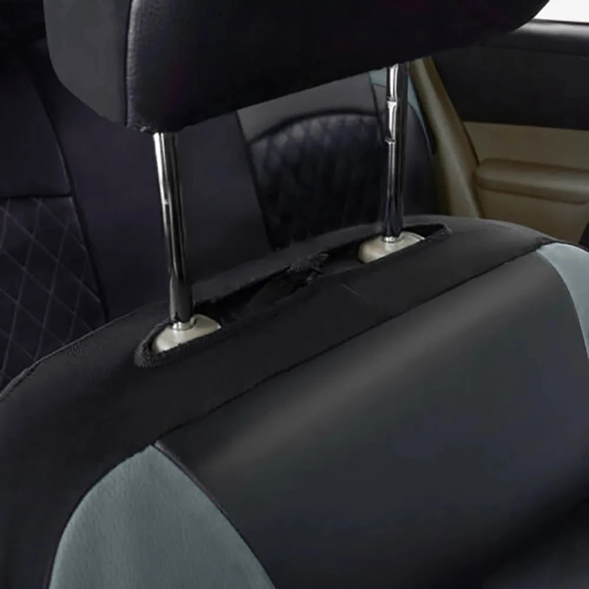 All-Season Quilted PU Leather Car Seat Cover, Waterproof Set