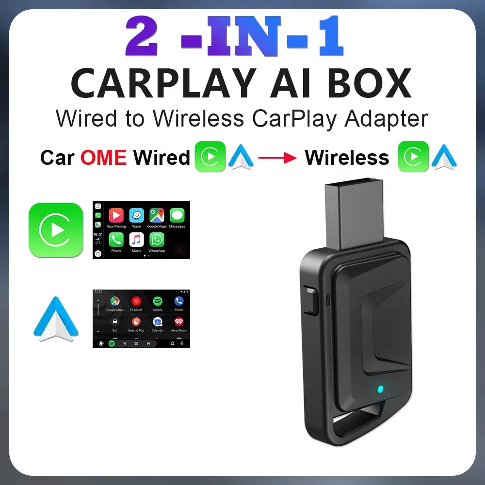 2-in-1 Wireless CarPlay & Android Auto Adapter (OEM Stereo)