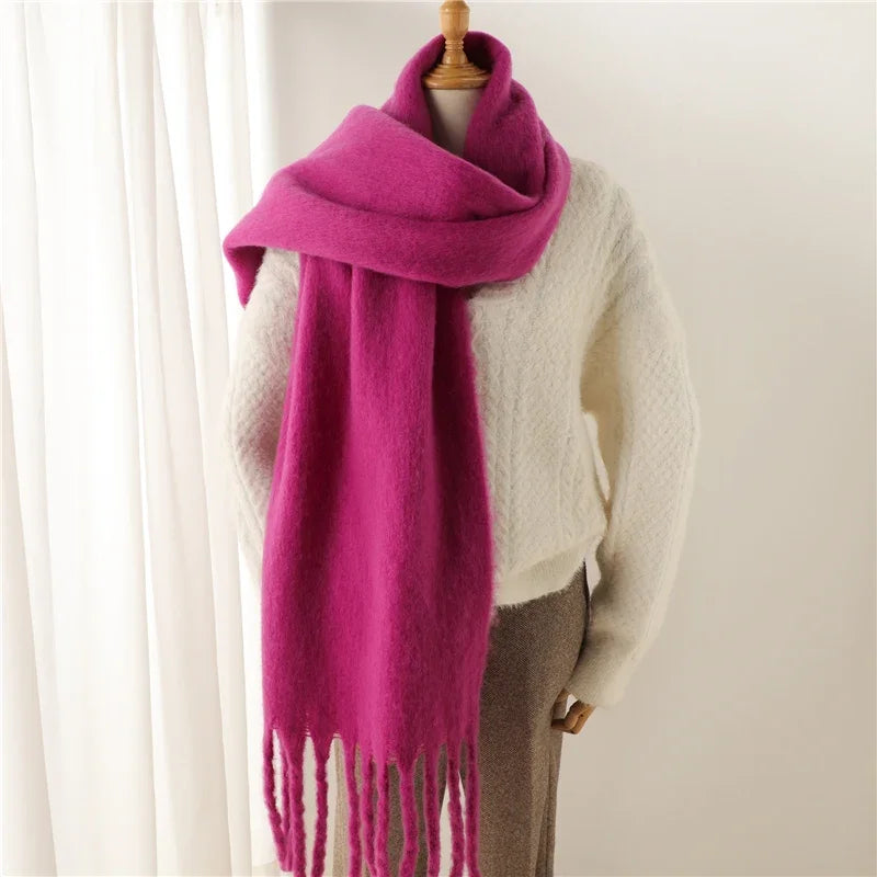 Women's Solid Tassel Blanket Shawl - Long Cashmere-Feel Poncho Wrap - photo 13