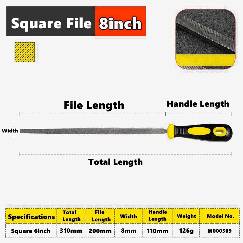 6/8/10 inch High Carbon Steel File, Files Tools for Metal Wood and Stone Trimming, Shaping, Bastard File with Uniform Teeth