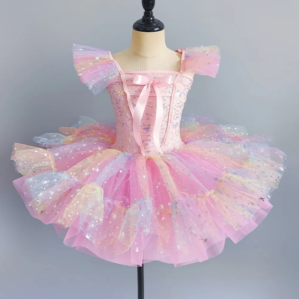 Girls multi-layer tulle ballet tutu dress