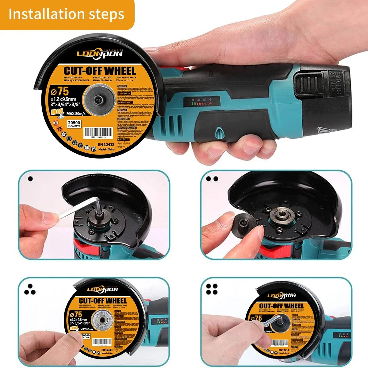 Loonpon 75mm Resin Cutting Discs — Angle Grinder Metal Cut-Off Wheels