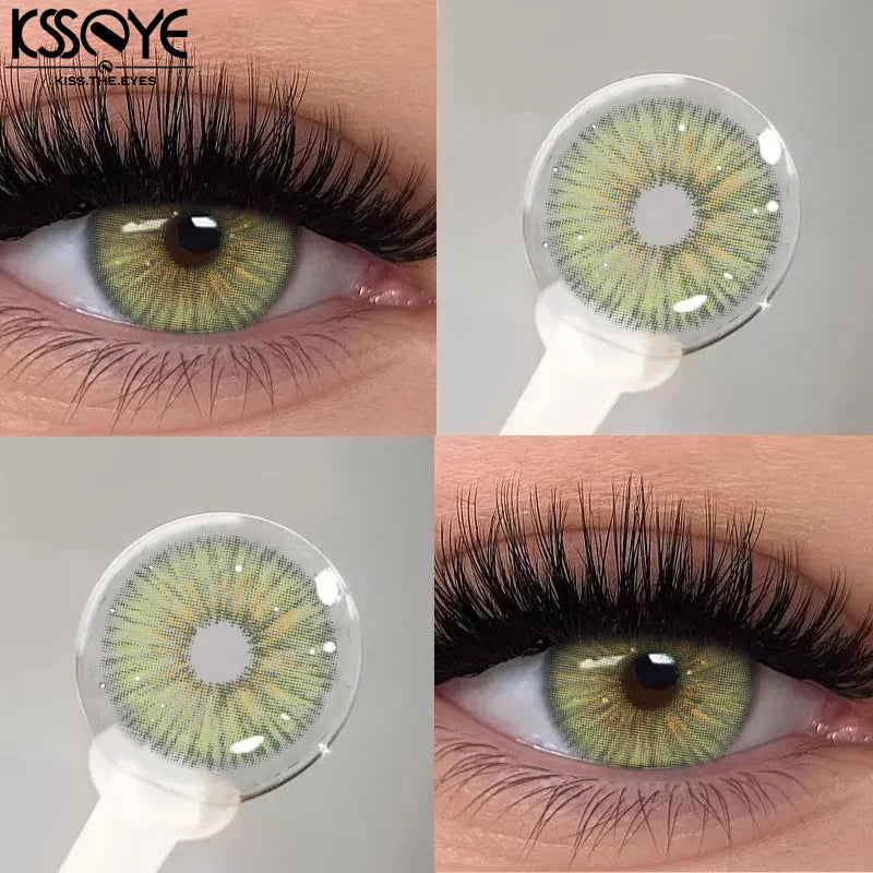 KSSEYE 1 Pair Hot Sales Green Color Contact Lenses for Eyes Siri Series Myopia Lenses 0~-8.00 Degree High Quality Blue Iris Lens