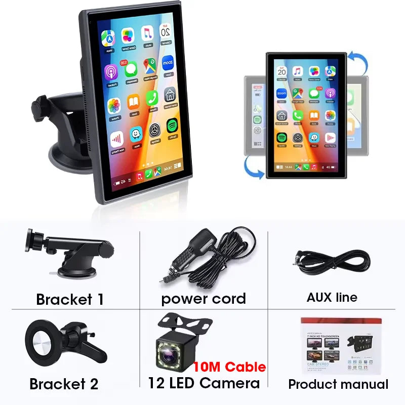 7" Portable Wireless CarPlay & Android Auto Display Screen