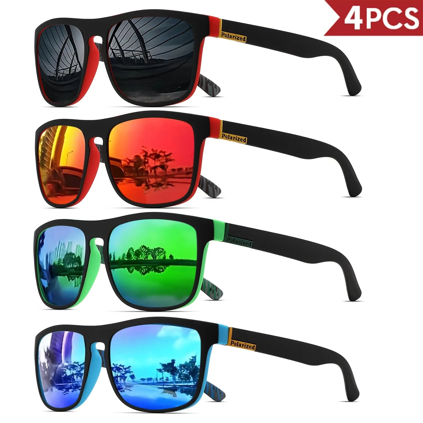 Men's Square Polarized Sport Sunglasses — UV400 Multi-Pack