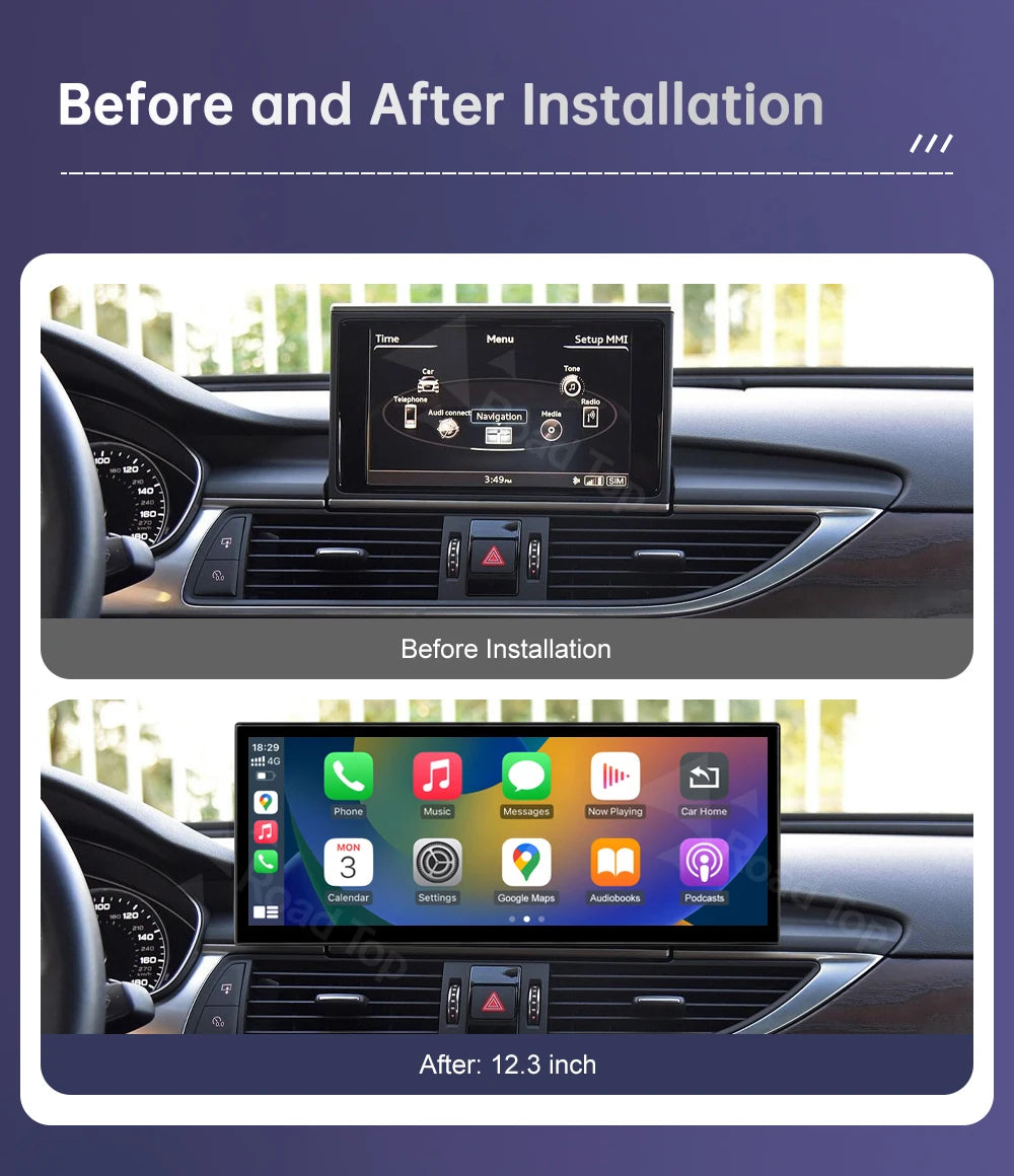 Road Top 12.3" Linux Screen For Audi A6 C6 A7 C7 2026-2026 with Wireless CarPlay Android Auto Airplay Car Radio Player