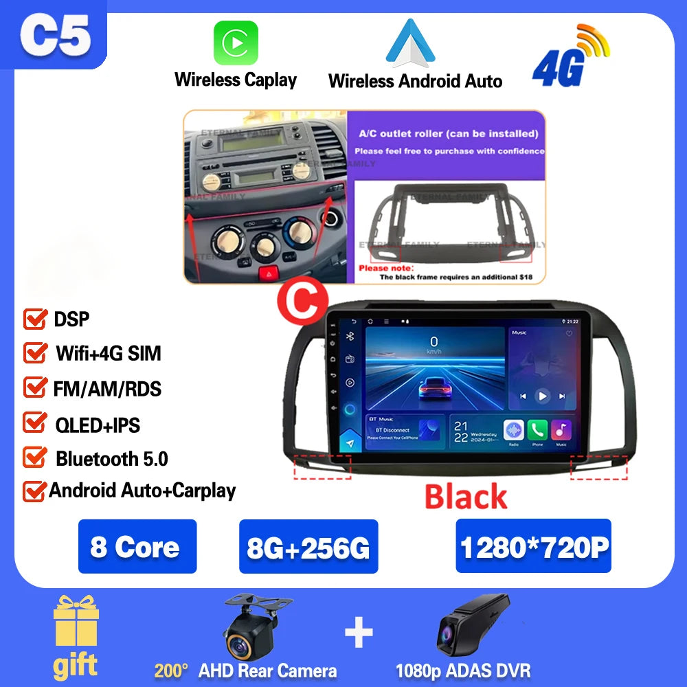 Android 15 For Nissan March Micra K12 2002 -2010 Car Radio Stereo Multimedia WIFI Wireless Carplay Android Auto Navigation 4G BT