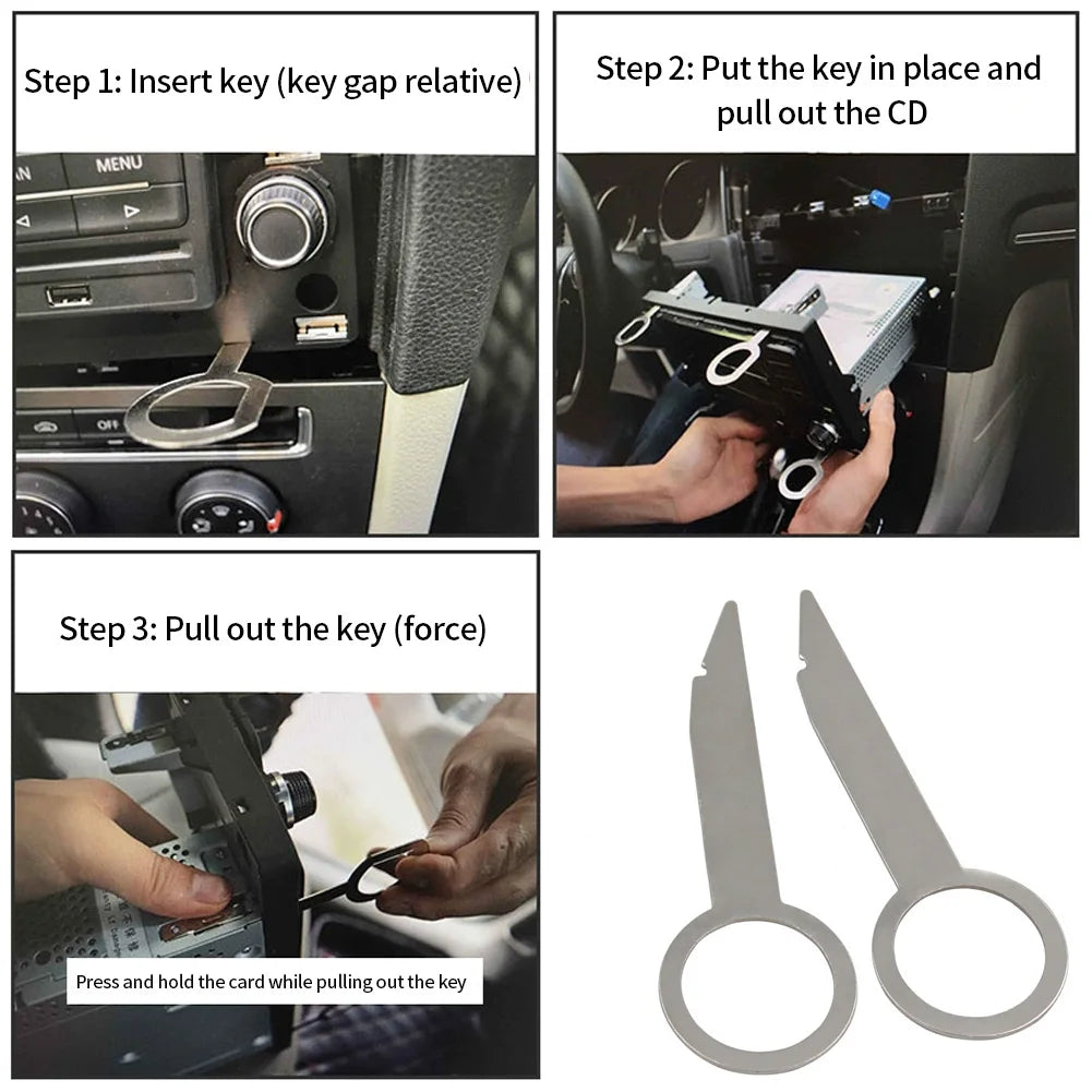 2Pcs Car Radio Removal Key Pin Tool Stereo Head Unit Audio Car Repair Special Disassembly Extraction Tool for VW Audi Ford