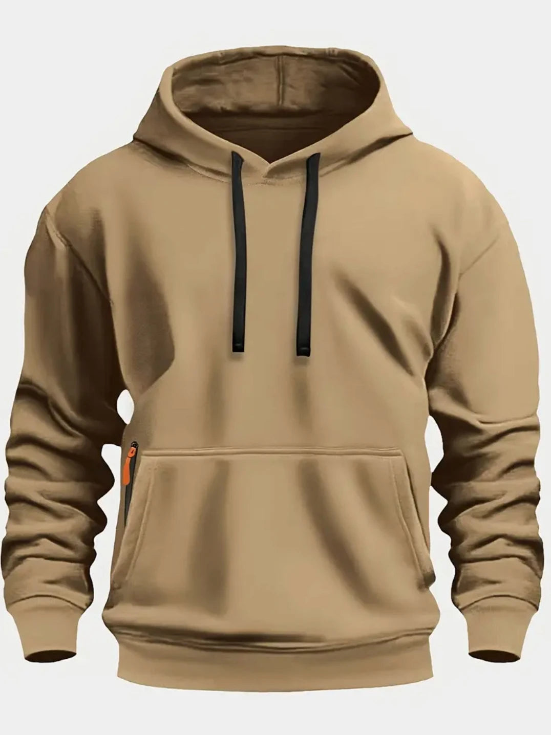 Men's Solid Color Fleece Hoodie - Warm Hooded Pullover Sweatshirt