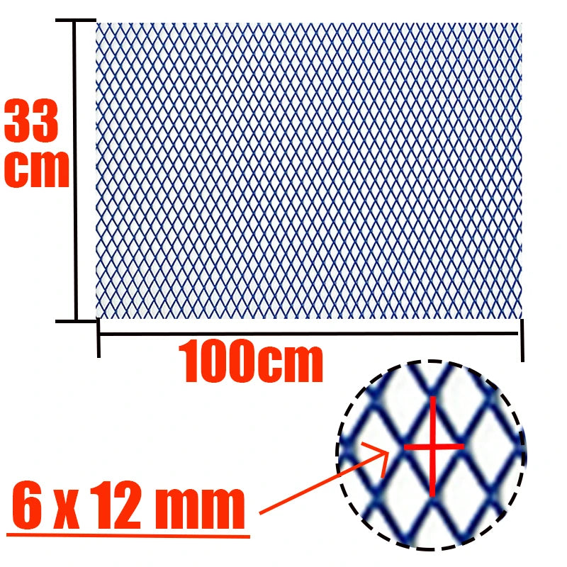 100x33cm Diamond Hole Aluminium Racing Car Bumper Grille Grill Mesh Net Vent Red Blue Tuning Universal Protector Home Garden