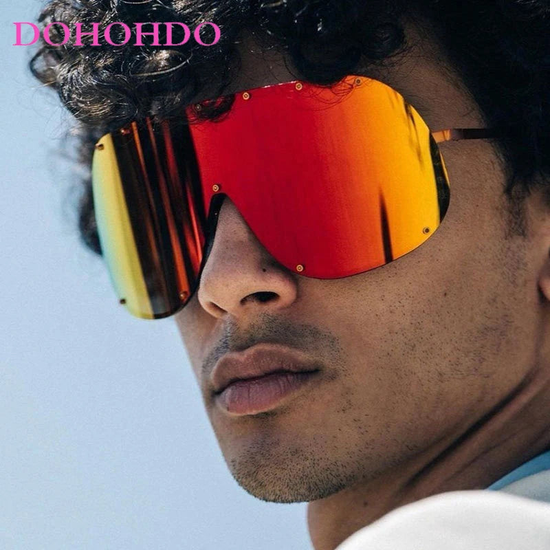 Oversized Rimless Shield Sunglasses for Women — Y2K UV400
