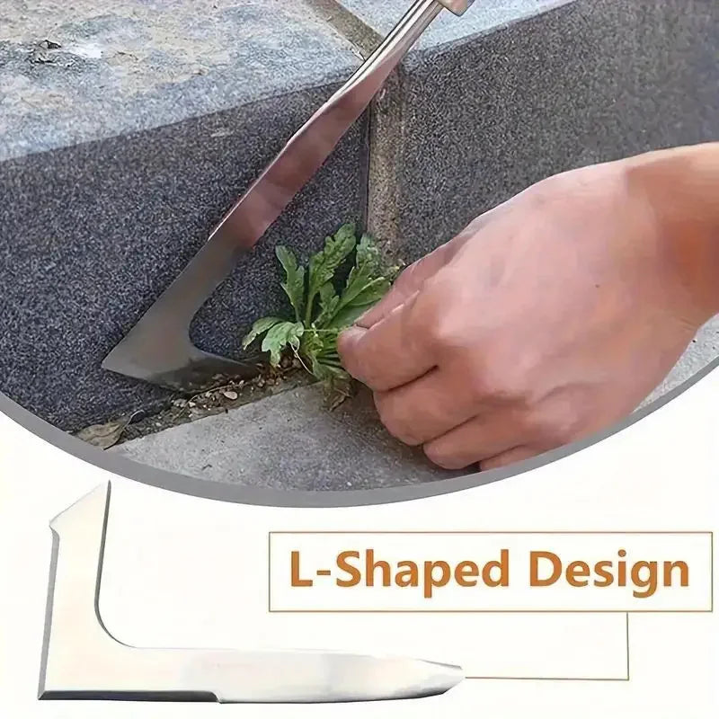 13.5" Stainless Steel Gap Weeding Tool — L-Shaped Hand Weeder