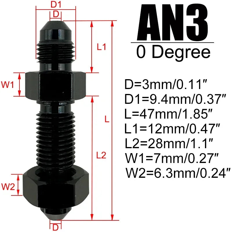 4X 0 Degrees AN3 AN4 AN6 AN8 AN10 AN12 Bulkhead Flare Fitting Union Adapter Fuel Hose Straight Fitting For Tab Rr Wirewall Black