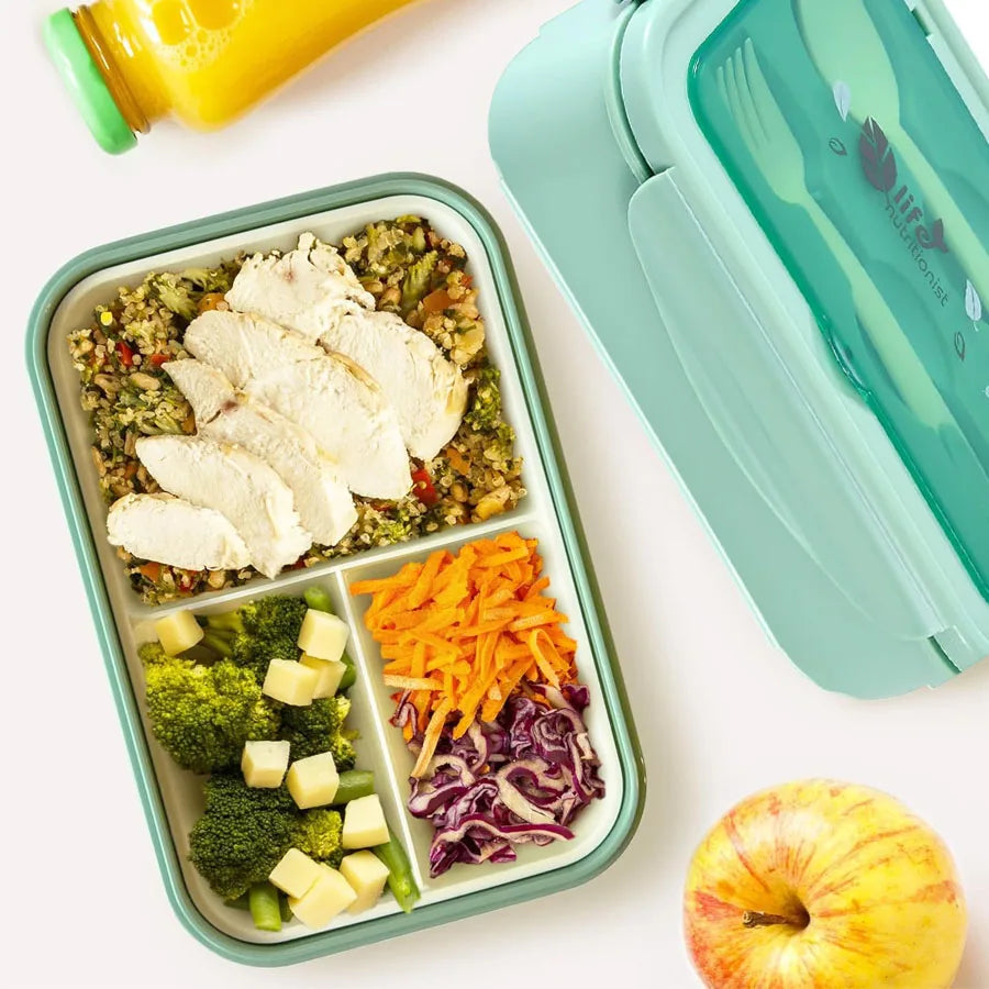 3-Compartment Bento Lunch Box for Adults & Kids - Spoon & Fork - photo 2