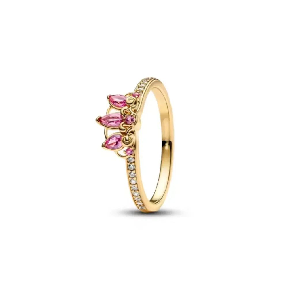 925 Silver Bow Ring – Dainty Pink & Red Stackable Band