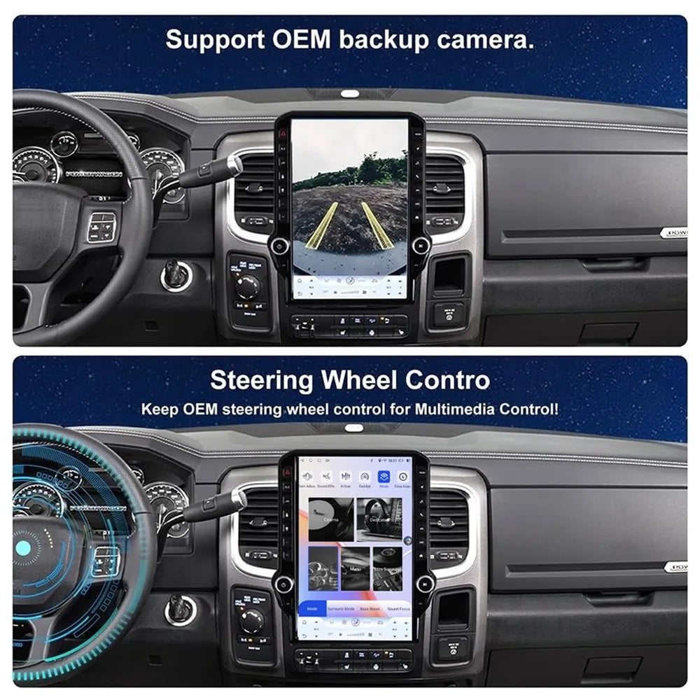 14.5" Android 15 Car radio multimedia player For Dodge RAM 1500 2500 3500 2013-2018 GPS Navigation Tesla Screen Wireless Carplay