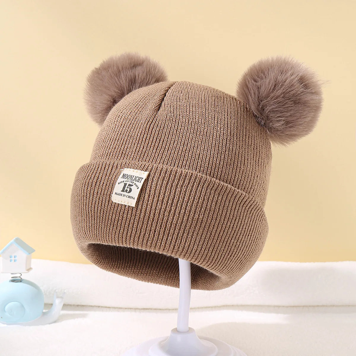 Baby Pom Pom Knit Beanie - Solid Color Winter Hat for Boys and Girls - photo 10