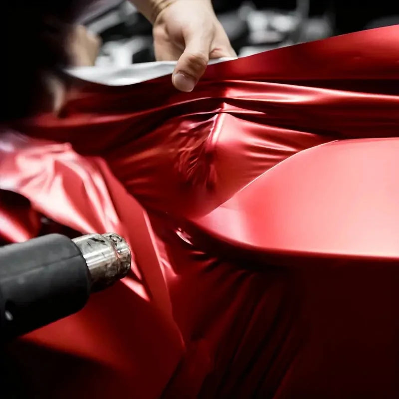 Premium Red Satin Chrome Matte Metallic Vinyl Film Car Wrap Foil with Air Release Self Adhesive Decal Sticker