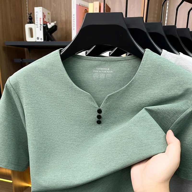 Men's V-Neck Tee - Breathable Short Sleeve, All-Day Comfort
