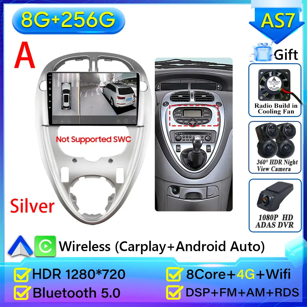 For Citroen Xsara Picasso 1999-2010 Car Radio Carplay Multimedia Player Screen GPS Navigation Android Auto Video Wifi No 2din 2K
