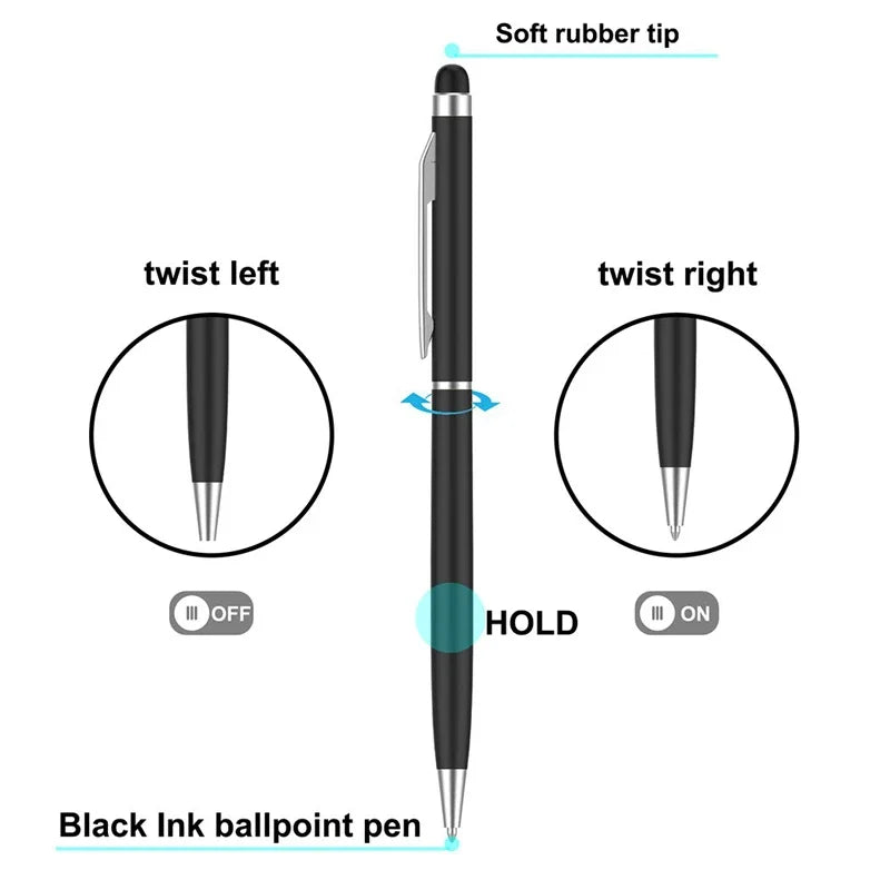 20-200 Pens Each Pack Mini Metal 2-in-1 Stylus Universal Ballpoint Pen Custom Logo Text Engraving Office School Advertising Pen